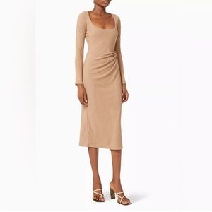 Acler Beige/Tan Long Sleeve Small Midi Dress